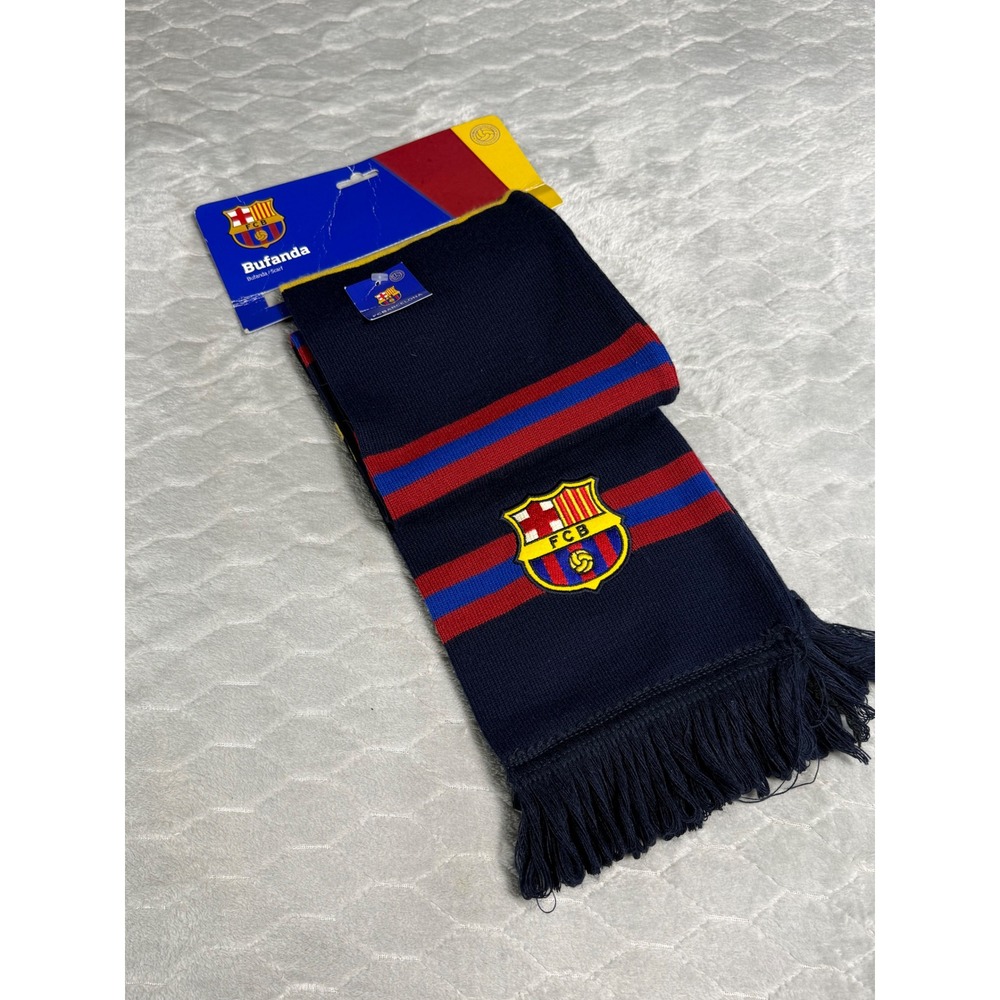 FC Barcelona Soccer Scarf Navy Blue Red Knit Fan Bufanda Official Product NWT